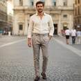thumbnail image 2 of HBDesign Mens Plaid Dress Pants Quick Dry Breathable Summer Business Casual Versatile Work Trousers, 2 of 7