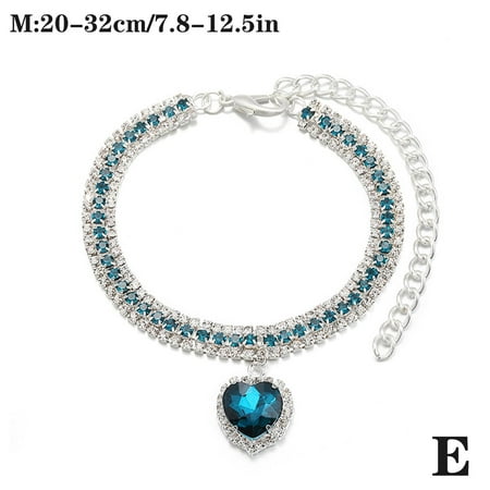 Cat Puppy Jewelry Necklace Bling Pet Dog Collar Heart Diamond Pendant E9Y2