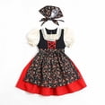 thumbnail image 2 of Edvintorg Dresses for Girls Halloween Costumes Floral Print Square Neck Puff Sleeve A Line Party Dress Kids Clothes Girls Size 4-16, 2 of 7