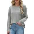 thumbnail image 4 of Womens Tunic Tops Long Sleeve Shirts Casual Basic Oversized T Shirt Crewneck Loose Fit Spring Fashion Clothes Gray XL, 4 of 9