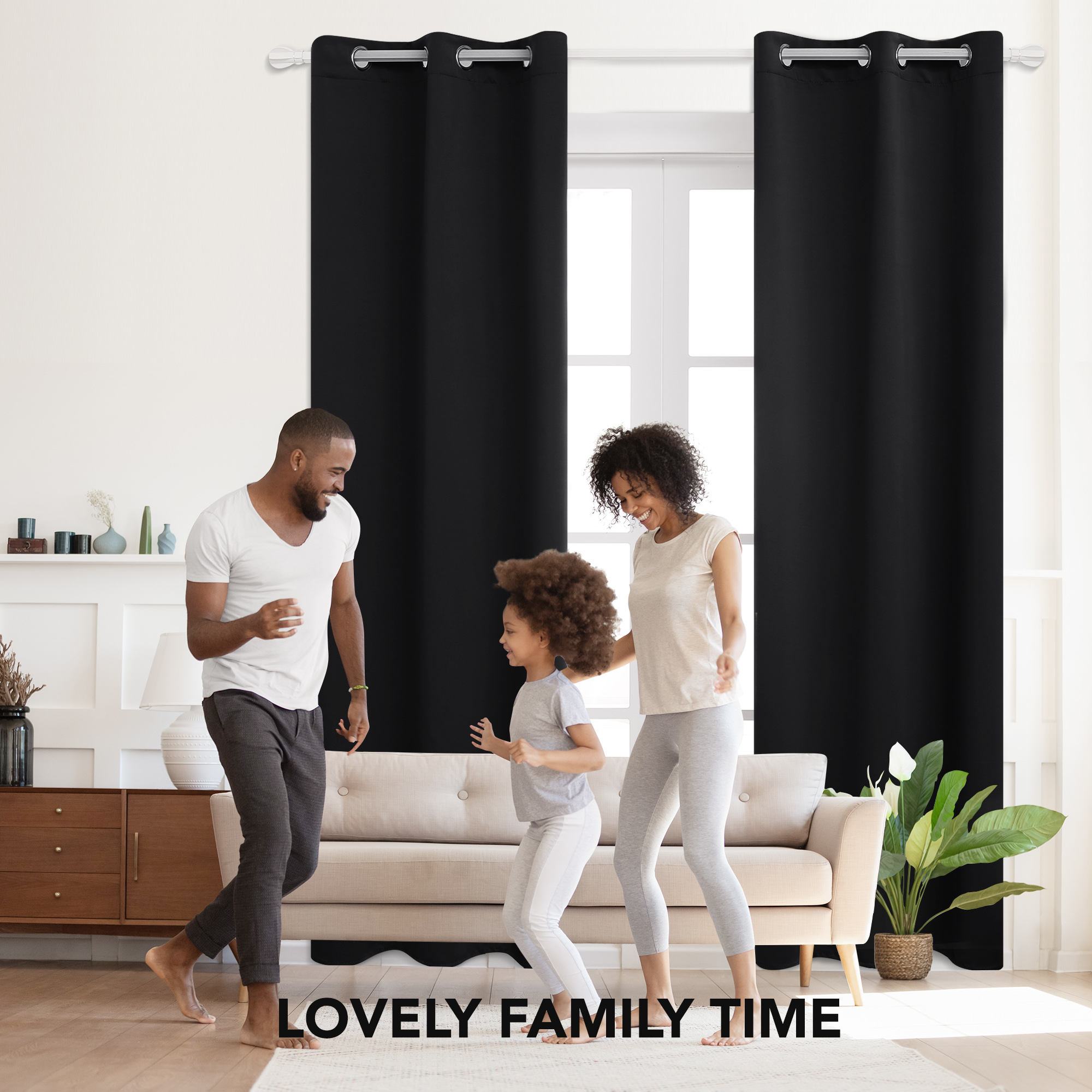 Deconovo Blackout Curtains, Black, 42x45 Inches, 2 Panels photo 5