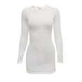 thumbnail image 3 of HJYCHN Women Elegant Warm Winter Sweater Knit Dress Long Sleeve Solid Color Fashion Mid-length Casual Outfit White XL, 3 of 8