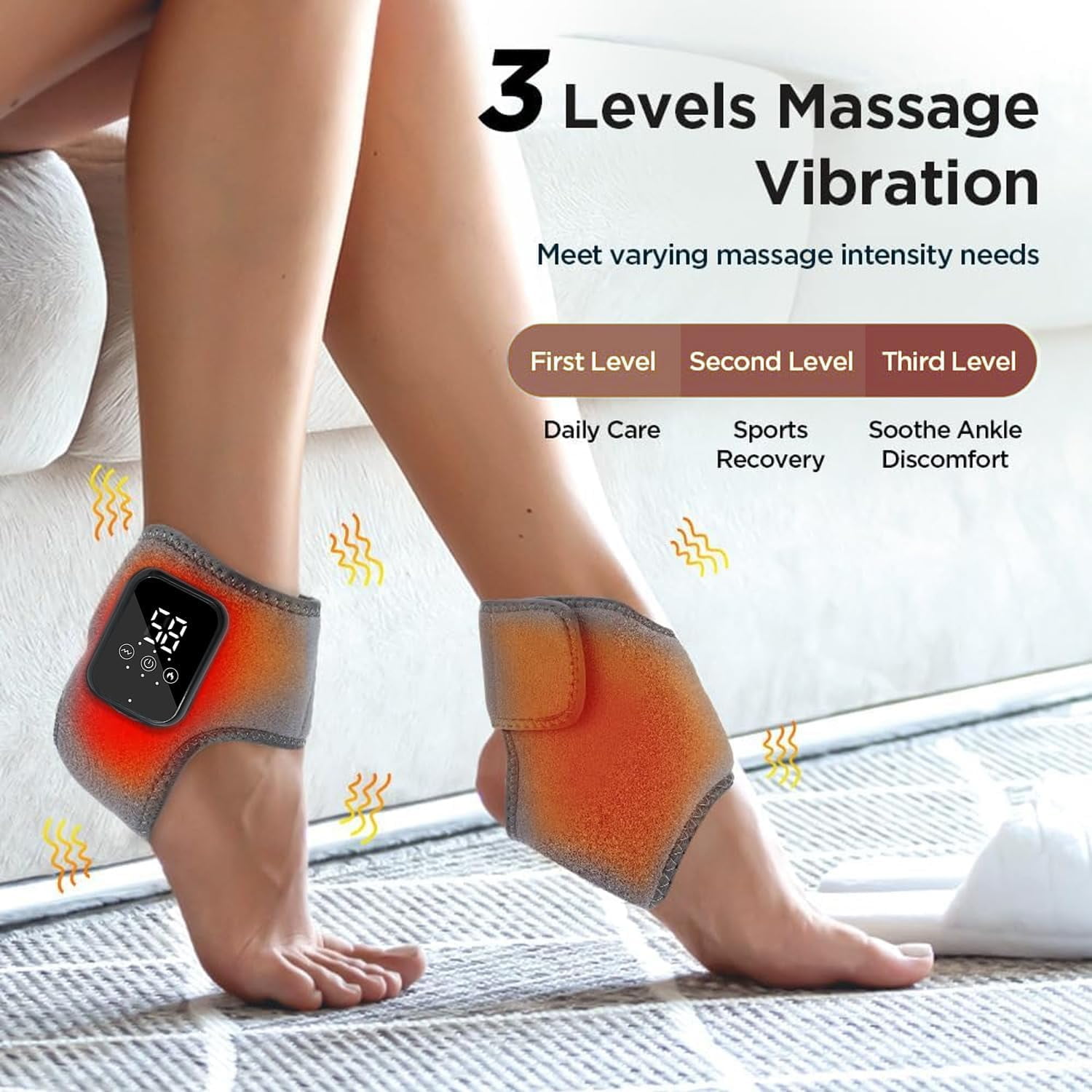Naxir Foot Revive Massager - Portable Triple Method Ankle Wrap with Heat, 3 Vibration Modes, Lightweight Foot Pain Relief for Home, Office & Travel