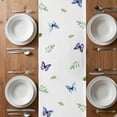 thumbnail image 4 of Table Runner 36 Inches Long for Kitchen Dining, Blue Purple Gnomes Dresser Scarf Farmhouse, Dining Table Decorations for Wedding/Parties, Spring Country Hydrangea Flower Leaf 13 x 36 In, 4 of 8