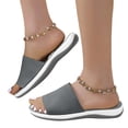 thumbnail image 4 of Indoor Slippers for Women Open Toe Knitted Mesh Slip on Slippers Comfortable Summer Casual Lightweight Breathable Slippers, 39, 4 of 7