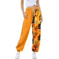 thumbnail image 2 of Yellow High Waist Pjs Loose Pant Comfy Long Lounge Bottom,Drawstring Elastic Waist Sleep Pants with Pockets M, 2 of 9