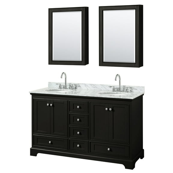 Wyndham Collection WCS202060DDECMUNOMED Deborah 60" Free Standing Double Vanity Set - Dark