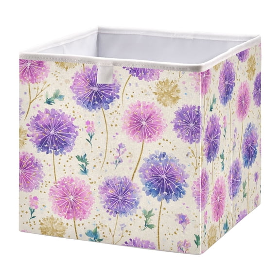 Foldable Fabric Storage Bin Home Cubes Clothing Organizer Bins Large Collapsible Box Basket for Home Organizer Watercolor Dandelions Pattern