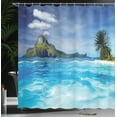 thumbnail image 4 of Ambesonne Turquoise Shower Curtain, Ocean Mountain Palms, 69"Wx70"L, Turquoise Green, 4 of 5