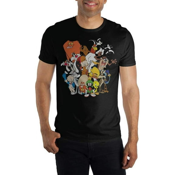 Looney Tunes Cartoon Group Mens Black Unisex T-Shirt