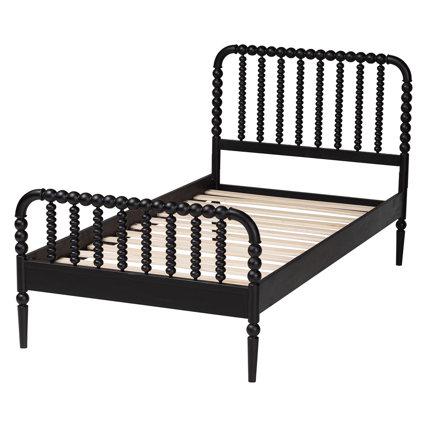 Baxton Studio Lucera Mid-Century Black Twin Size Bobbin Bed