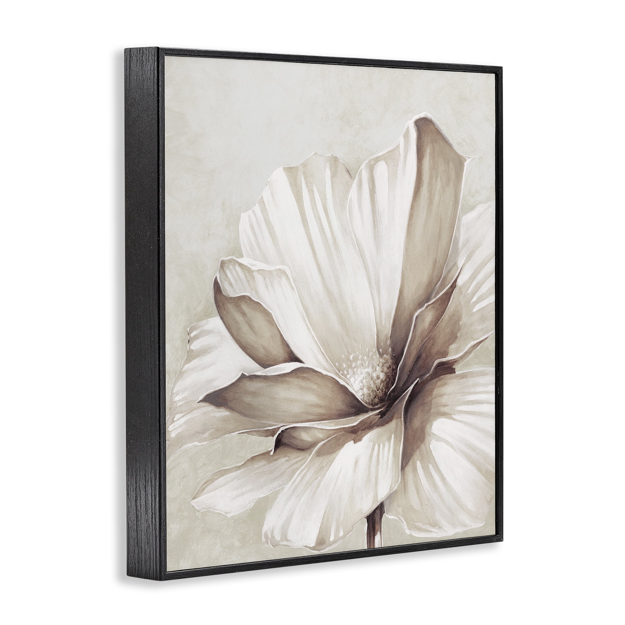 Stupell Industries White Flower Petals Botanical & Floral Painting Black Framed Art Print Wall Art, 24 x 30