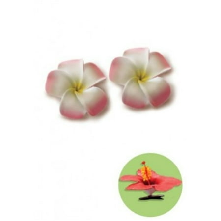 Plumeria Foam - Hawaii Hair Clip Foam Flowers Plumeria Pink & Yellow Set Of 2