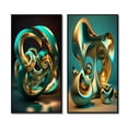 thumbnail image 2 of Designart "Turquoise Gold Sphere Rhythm of Infinity in 3D" Abstract Fractal Framed Wall Art Set Of 2 - Modern Gold Gallery Wall Frame Set For Home Decor, 2 of 6