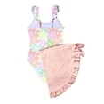 thumbnail image 4 of YOUYEDIAN 2 Piece Toddler Swimsuit Girl Teen Cute Sleeveless Spaghetti Straps Tankini Tops Bathing Suits Summer Beach High Waist Swimwear Set (Pink#04, 6-7 Years), 4 of 4
