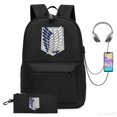 thumbnail image 2 of Mochila Attack on Titan para mujer y hombre, suave, 2 piezas, antibloqueo, mochila escolar, portátil, impermeable, capacidad de viaje, mochilas, 2 of 5