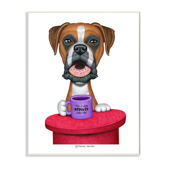 Stupell Industries Spoiled Boxer Dog with Quote Funny Pet Humor Graphic Art Unframed Art Print Wall Art, 10x15, by Danny Gordan