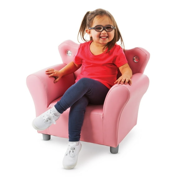 Melissa & Doug Pink Faux Leather Child’s Crown-Back Armchair (Kid’s Furniture)