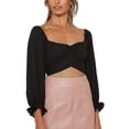 thumbnail image 4 of Puff Sleeve Tie Back Crop Blouse, Fashion Skin Friendly Square Neck All Match Cute Off Shoulder Wrap Crop Top  For Date Work Home Type 1,Type 2,Type 3,Type 4, 4 of 6
