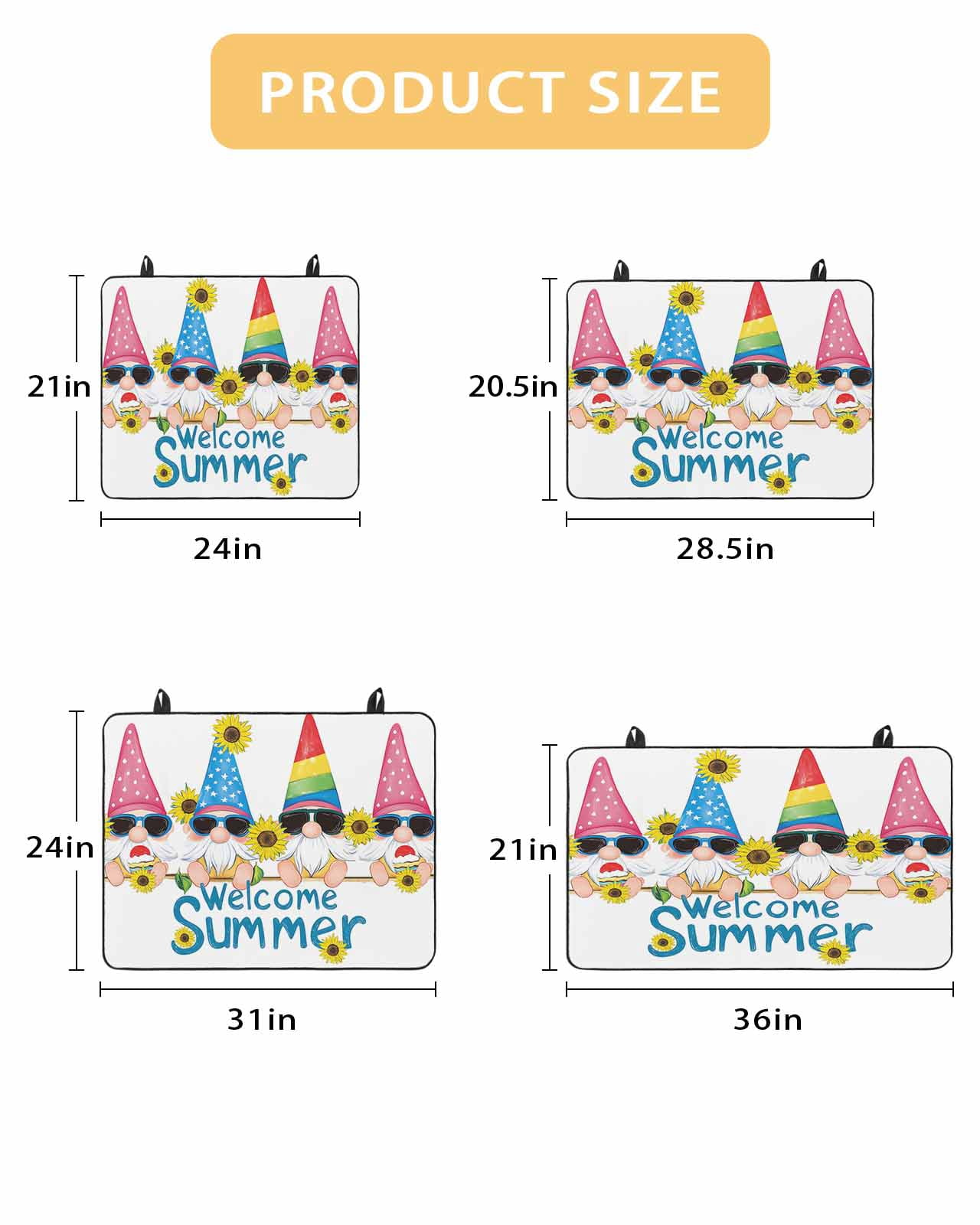 nqOlkjepod Large Induction Cooktop Protector Mat 24"x21", Sunflower Gnomes Stove Top Covers for Electric Stove, Summer Farmhouse Botanical Yellow Pink Stove Burner Cover Mats, Glass Top Stove Cover
