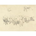 thumbnail image 2 of Robert Hills 18x14 Gold Ornate Wood Frame and Double Matted Museum Art Print Titled - Study of Cows with Calf, 2 of 4