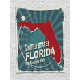 thumbnail image 1 of Florida Tapestry, Retro Style Sunburst Worn Out Backdrop with the City Map of Florida United States, Wall Hanging for Bedroom Living Room Dorm Decor, 60W X 80L Inches, Multicolor, by Ambesonne, 1 of 2
