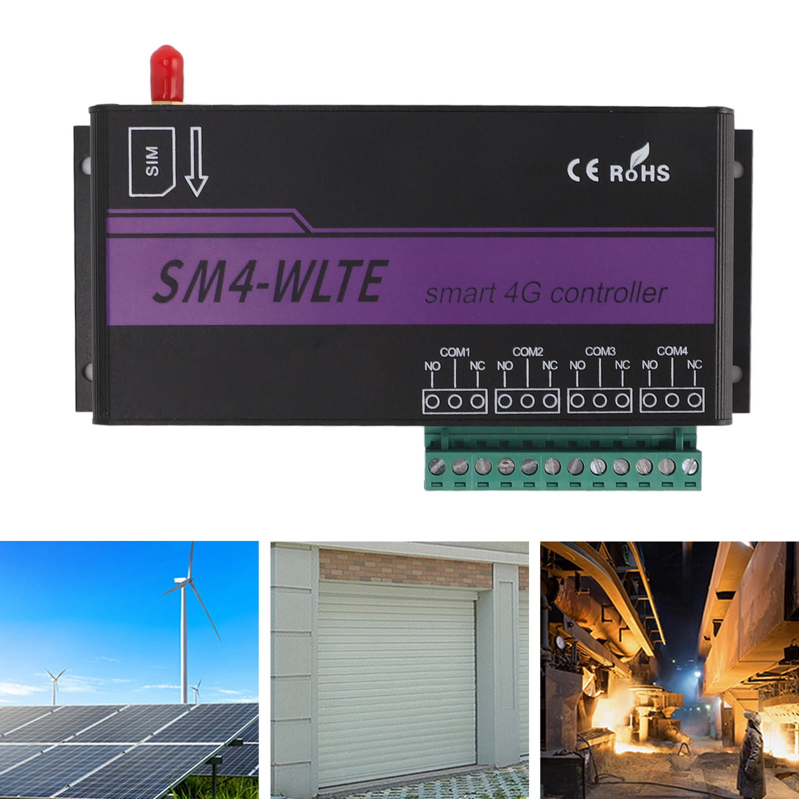 Yajisi 4-Channel 4G GSM Remote Relay Switch with Temperature/Humidity Sensors, Power‑Loss Alarm, APP/Web/SMS Control