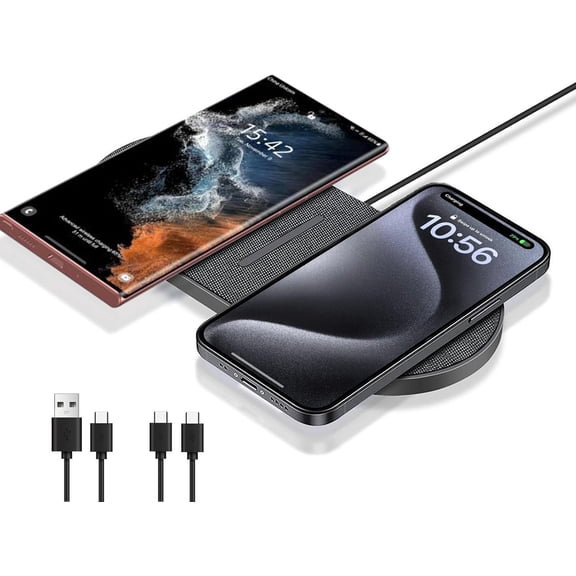 40W Wireless Charging Pad, Dual 20W Fast Wireless Charging Mat for iPhone 16 15 14 13 12 11/Pro/Pro Max/SE/X/XS,Apple Airpods 4/3/Pro,15W Wireless Charger Station for Samsung Galaxy/Note/Bud 