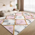 thumbnail image 1 of Pink Gray Marble Rug 3x4ft Small Area Rugs Gold Line Geometry Rugs Non Slip Low Pile Indoor Throw Carpet for Living Room Bedroom Gameroom Study Office Entrance Foyer, 1 of 7