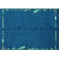 thumbnail image 1 of Ahgly Company Machine Washable Indoor Rectangle Abstract Turquoise Blue Modern Area Rugs, 2' x 5', 1 of 4