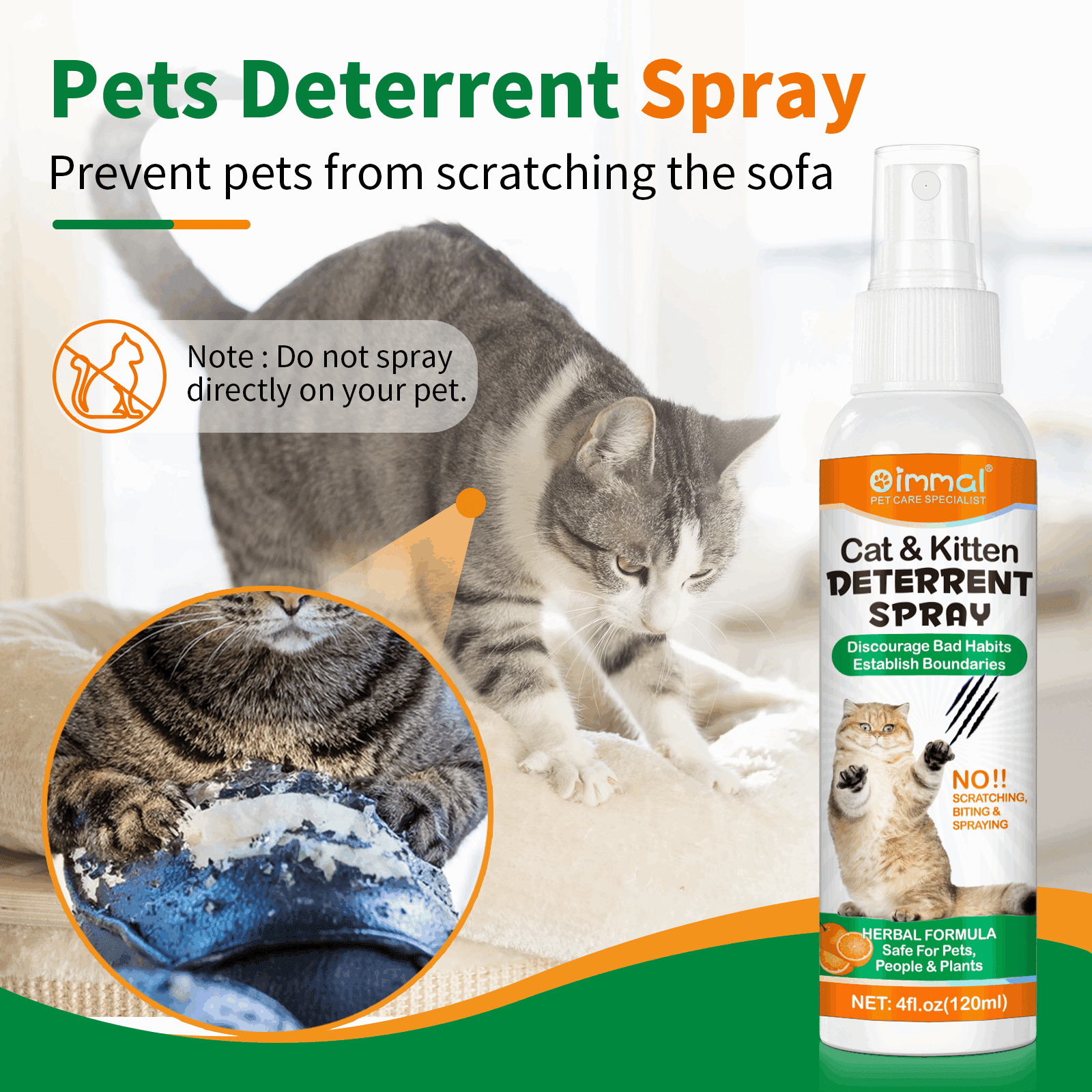 Oimmal Cat Deterrent Spray 120ml Cat Kitten Training Aid with