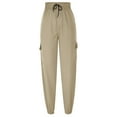 thumbnail image 4 of LADIGASU Men's Casual Solid Pants With Drawstring And Multiple Pockets Small Leg Pants, 4 of 6