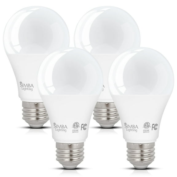 Simba Lighting LED A19 ETL Listed 6W 40W Equivalent Bulbs 120V E26 Base 2700K Warm White 4-Pack