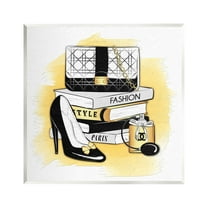 Stupell Industries Black Glam Fashion Book Stack Beauty & Fashion Painting Unframed Art Print Wall Art