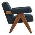 thumbnail image 3 of Armchair Accent Chair, Azure Navy Blue, Fabric, Wood, Living Kitchen Cafe Bistro Hospitality Restaurant, Modern Contemporary HB36175, 3 of 9