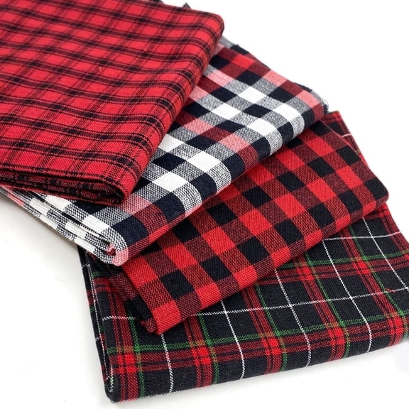 Lodge Red & Black Assorted Homespun Plaid Gingham Homespun Cotton Fabric Bundle - Set of 4 Fat Quarters by JCS
