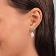 thumbnail image 4 of Gem Stone King 18K Yellow Gold Plated Silver White Moissanite and Swiss Blue Topaz Earrings for Women | 8.14 Cttw | Gemstone Birthstone | Pear Shape 12X8MM, 4 of 4