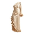 thumbnail image 3 of Gytharion Women's One Shoulder Asymmetrical Dresses Ruched Long Length Classic Wedding Guest Dresses Fitted Formal Style Cocktail Dresses, 3 of 3
