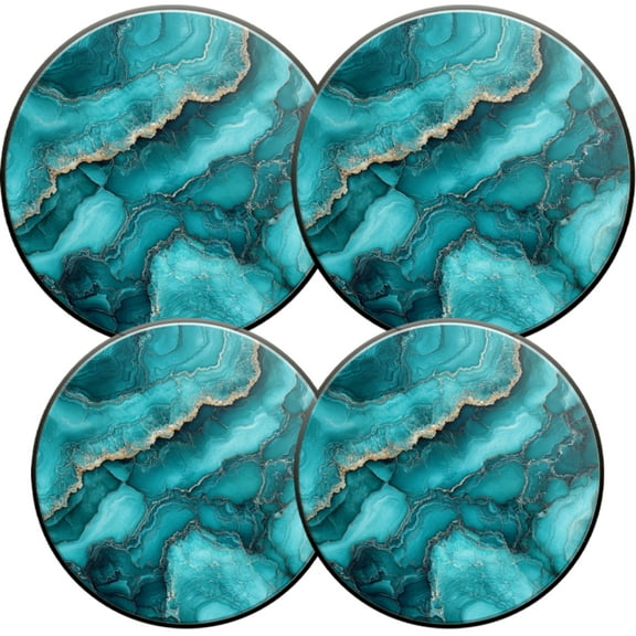 Electric Stove Burner Covers,4 Pcs Round Gas Burner Cover,8 and 10 Inch,Turquoisehued Pattern of Turquoise Marble