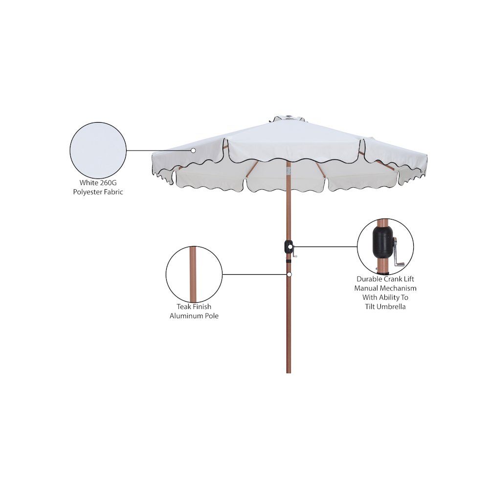 Meridian Furniture Amalfi White Polyester Patio Umbrella