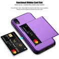 thumbnail image 2 of iPhone XR Case with Card Holder Heavy Duty Protective Dual Layer Shockproof Hidden Card Slot Slim Wallet Case for iPhone XR for Men&Women(Purple), 2 of 14