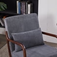 thumbnail image 6 of Ciphrias Accent Chair Arm Chair with Pillow Upholstered Reading Chair Rubberwood Frame Antique Dark Grey for Living Room Bedroom Balcony, 6 of 8