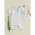 thumbnail image 2 of CIYCuIT Baby Boys Summer Footless Jumpsuit Solid Color Short Sleeve Lapel Collar Shorts Romper Newborn Infant Casual Daily Playsuit 3M 6M 12M 18M, 2 of 8