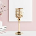 thumbnail image 3 of Crystal Candle Holder Candelabra Party Centerpiece Candlestick Home Decor M Gold, 3 of 9