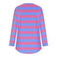 thumbnail image 4 of miqiqism Great discounts！Women's Striped Shirts Trendy Tunic Blouses Juniors Dress Long Sleeve Tops Round Neck Pullover Clothing Fall,Striped#01_Pink,Small, 4 of 6