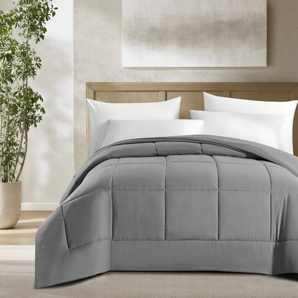Swift Home High-Filled Down Alternative Comforter, Ultra Soft All Season Hypoallergenic Bedding, King, Light Grey