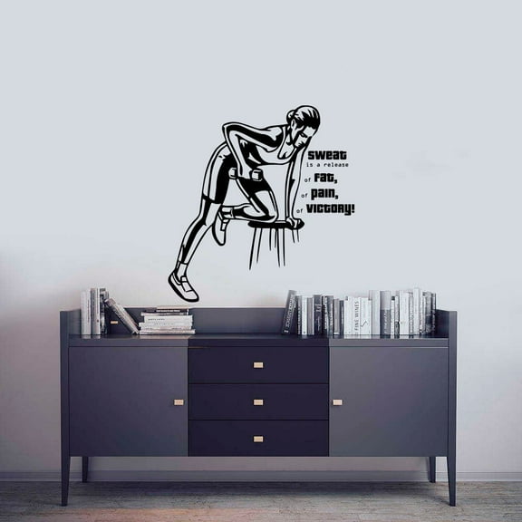 Sweat is a Release Fitness Workout Success Motivation Quotes Wall Decal Fitness Healthy Lifestyle for Girls / Boys Gym Home Sports Room Decor Vinyl Wall Art Sticker Decoration Size (10x8 inch)
