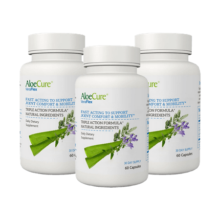 VeraFlex by AloeCure Clinically Proven Natural Ingredients to Relieve Joint discomfort, Stiffness, and Mobility Starting in 3 Days 60 Capsules per Bottle - 6 Bottles