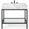 thumbnail image 5 of Modway Kingsley 36" Modern Artificial Marble Bathroom Vanity in Black/White, 5 of 10