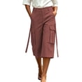 thumbnail image 6 of WAGUTH Womens High Waist Cargo Capri Pants Multi Strap Flap Pocket Loose Utility Cropped Pants for Street Daily Wear, 6 of 6